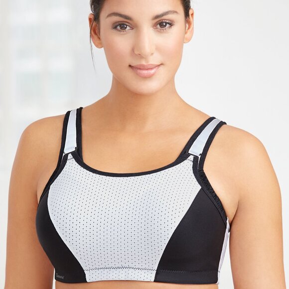 Glamorise SPORT Bra 32DD (DOUBLE-LAYER) Wicking (PADDED-STRAPS) WHITE NEW - Picture 10 of 14